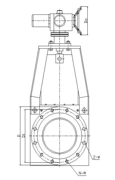 電動法蘭式無隙閘閥結(jié)構(gòu)示意圖