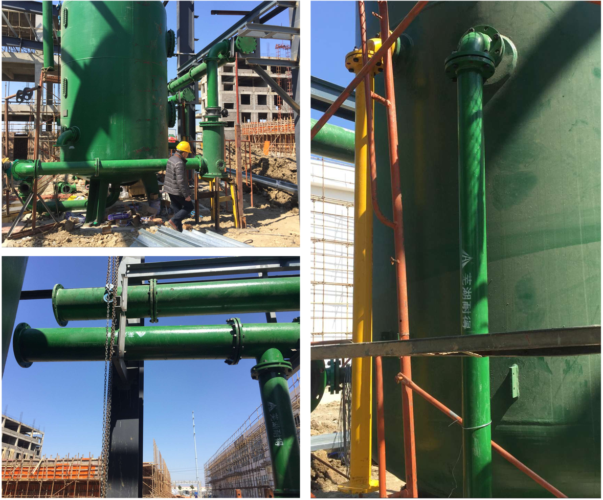 豐新建電廠現(xiàn)場安裝襯膠管件-1